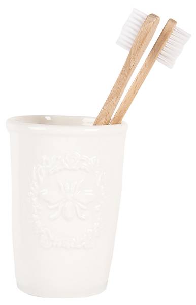 Zahnbürstenhalter LOVING CHIC Weiß - Keramik - 8 x 12 x 8 cm