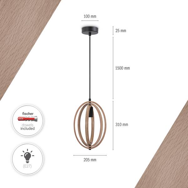 Pendelleuchte Barry S Schwarz - Stahl - 4 x 31 x 21 cm