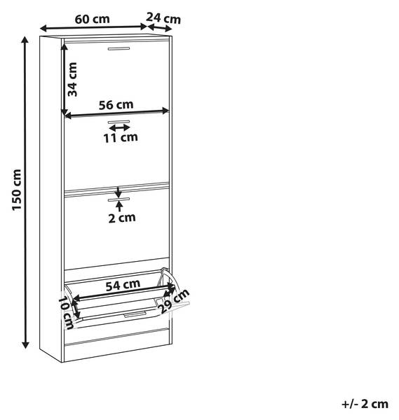 Schoenenkast BOWRAL zwart - bruin - plaatmateriaal op houtbasis - 60 x 150 x 24 cm