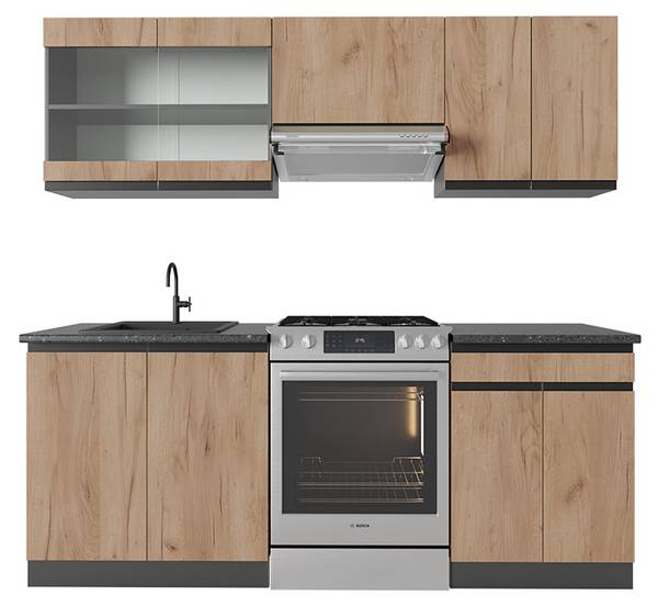 Cuisine R-Line 39838 Marron - Gris - Bois manufacturé - 200 x 82 x 46 cm