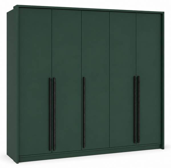 Kleiderschrank Genua III Dunkelgrün - Silber