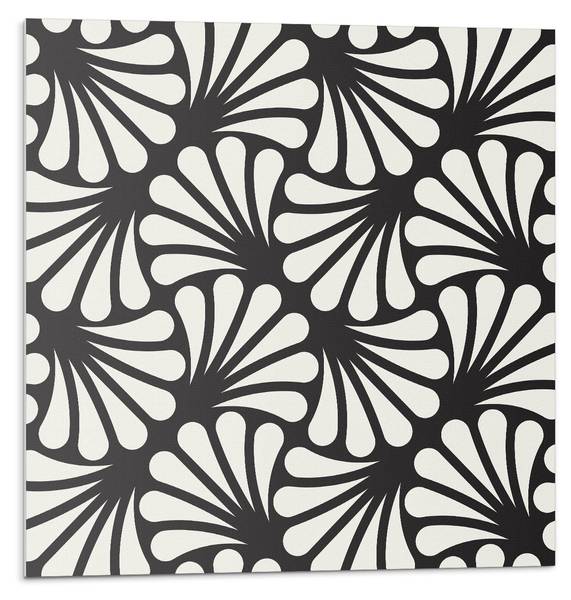 Fliesen Stilvolles Blattwerk 4er Set Schwarz - Vinyl - 50 x 50 x 0 cm