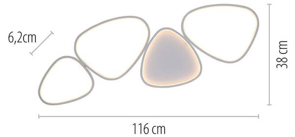 LED Deckenlampe PEBBLES Weiß - Metall - 38 x 7 x 116 cm