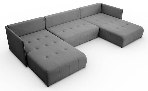 Ecksofa APOLLO U mit Schlaffunktion Grau - Polyester - 348 x 93 x 188 cm