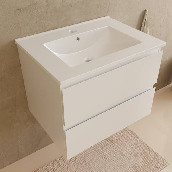 Badezimmerset Verona 3-Teilig Hochglanz Weiß - Breite: 60 cm