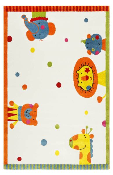 Kinderteppich Animal Festival Weiß - Polypropylen - 80 x 2 x 150 cm
