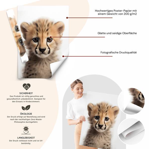 Poster für Kinder Wildtiere 3er Set 21 x 30 x 30 cm