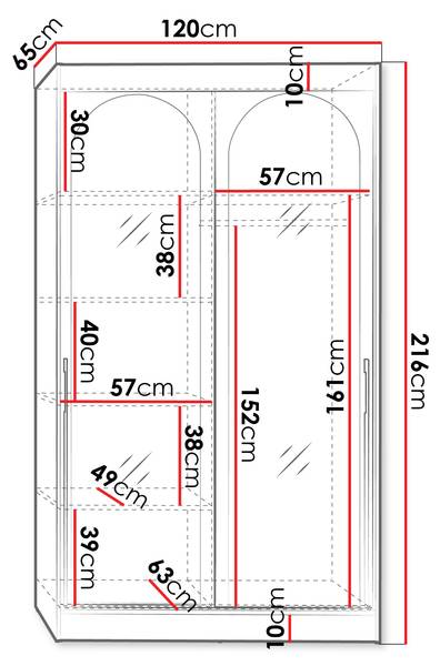 Kleiderschrank Modin Beige - Gold