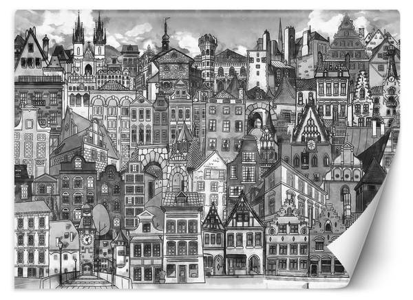 Fototapete Bunte Stadt Architektur 300 x 210 cm