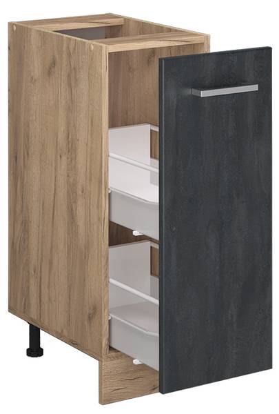Apothekerschrank R-Line 47562 Beton Dekor - Dunkelgrau - Eiche Dekor