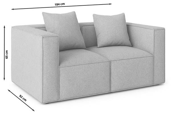 Sofa Box Grau - Holz teilmassiv - 184 x 65 x 92 cm