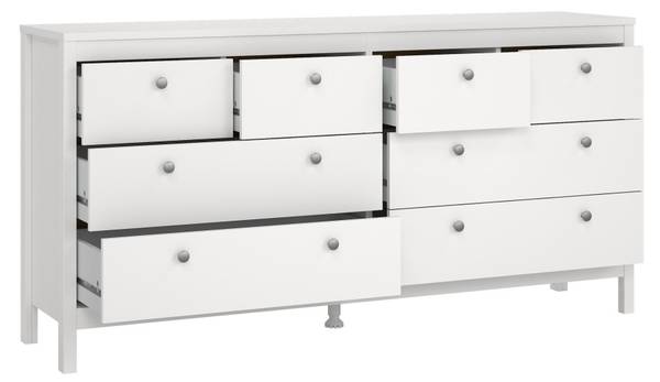 Kommode Madrid Weiß - Holz teilmassiv - 160 x 80 x 39 cm