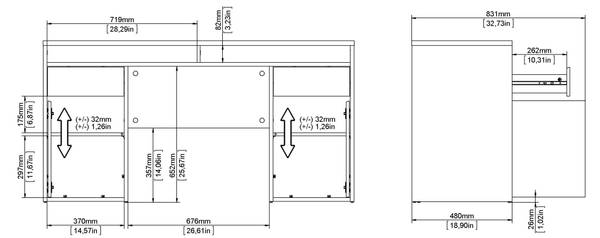 Schreibtisch FunctionPlus Braun - Holz teilmassiv - 149 x 78 x 48 cm