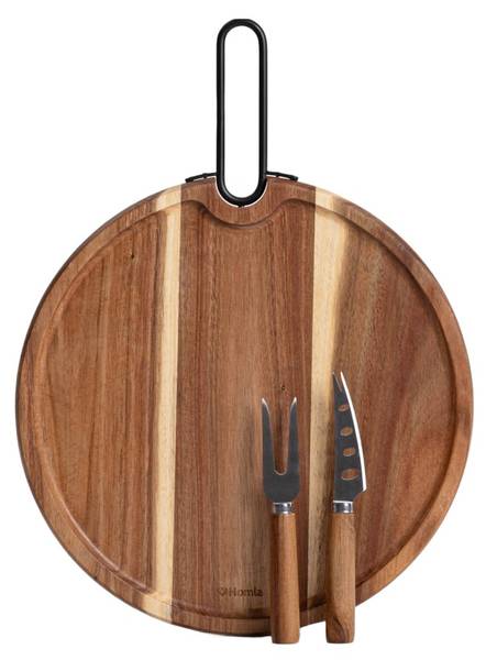 Servierbrett MOOKA 3-tlg Braun - Holz teilmassiv - 31 x 2 x 31 cm