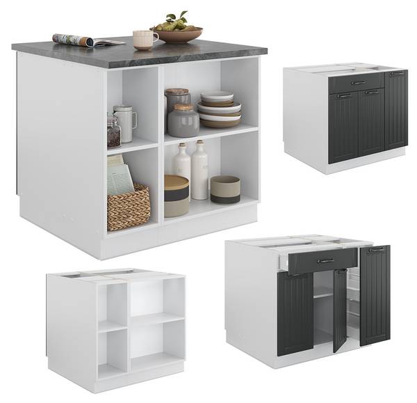 Îlot de cuisine Fame-Line 38709 Graphite - Blanc