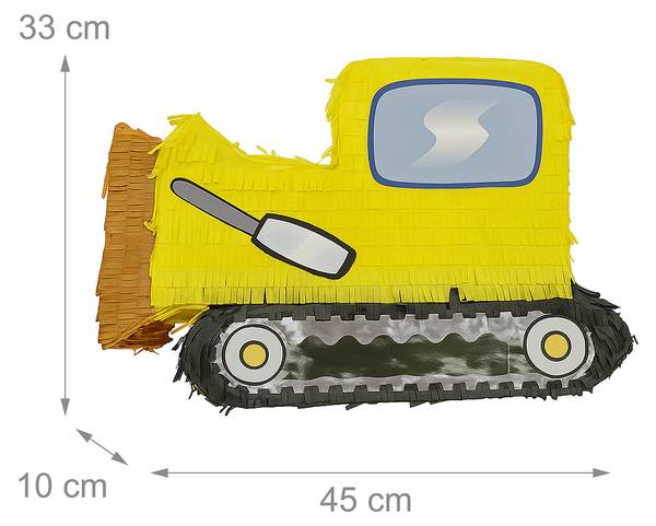 Pinata Set Baustelle mit Stab & Maske Schwarz - Orange - Gelb - Papier - Kunststoff - 45 x 33 x 10 cm