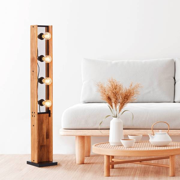 Stehlampen 31121144181 1 Braun - Holz teilmassiv - 20 x 126 x 20 cm