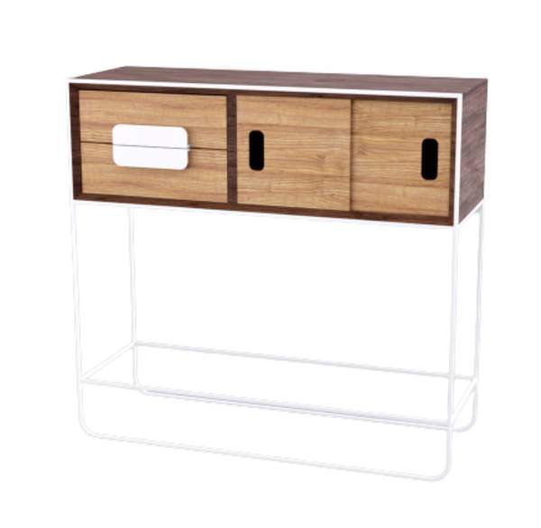 Handgemachter Eichen Beistelltisch DENIS Braun - Eiche - 100 x 95 x 35 cm