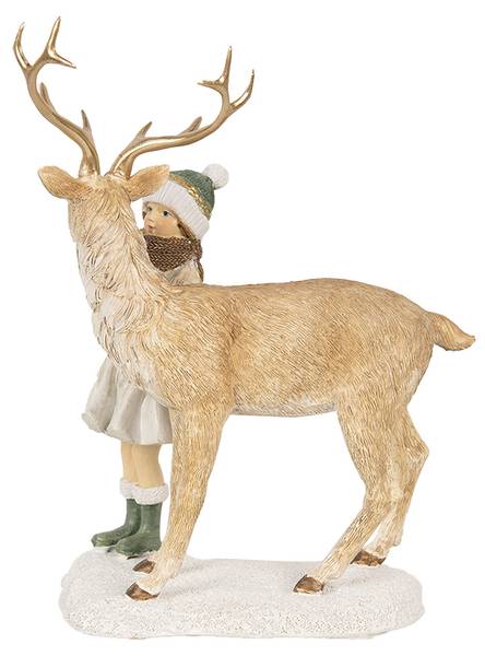 Kerstdecoratie Beeld Meisje Xmas&Douglas bruin - kunststof - 12 x 22 x 17 cm