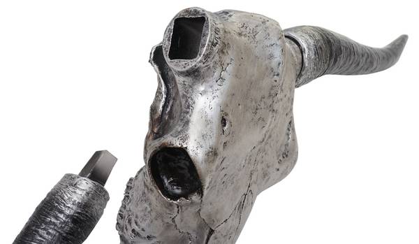 Deko Schädel A14 Stier Silber / Grau - Silbergrau