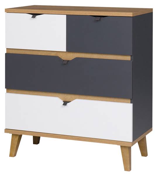 Kommode Memone 2 Braun - Grau - Weiß - Holzwerkstoff - 81 x 90 x 40 cm