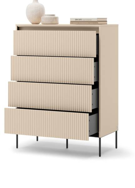 Kommode TREND Beige - Schwarz - Holzwerkstoff - 93 x 125 x 47 cm