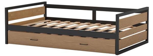 Bettrahmen BOSTON Beige - Metall - Holz teilmassiv - 210 x 62 x 133 cm