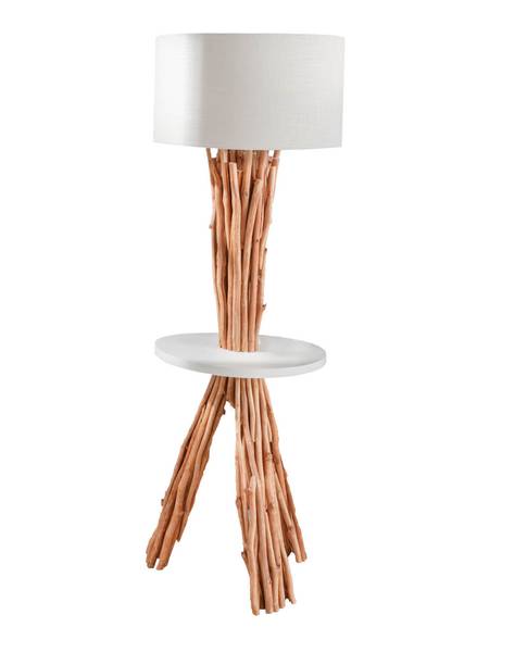 Stehlampe SERVANT Braun - Weiß - Leinen - Gummibaum - 55 x 153 x 55 cm