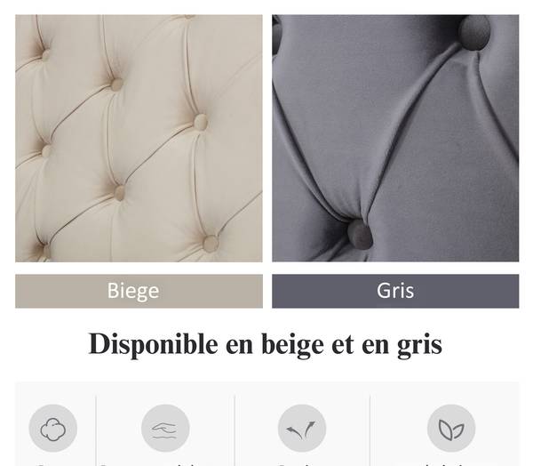 Polsterbett-BB049 Beige - Massivholz - 140 x 95 x 190 cm