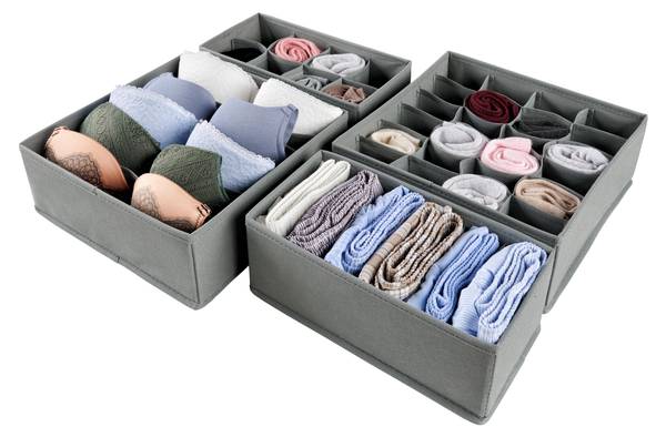 Aufbewahrungsboxen-Set MONK  3-tlg Grau - Papier - Textil - 1 x 1 x 1 cm