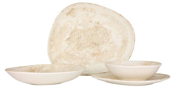 Geschirrset Nacrous 24 tlg Beige - Porzellan - Höhe: 2 cm