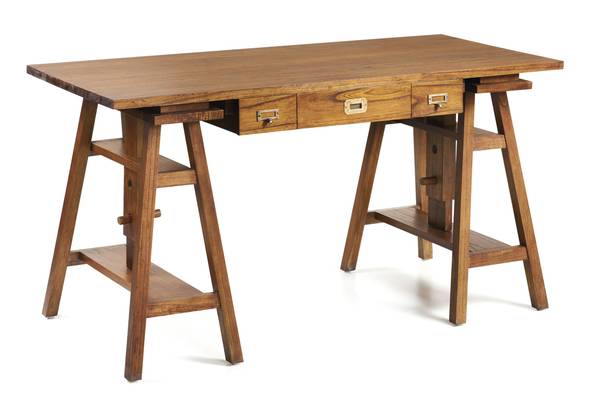 SCHREIBTISCH VERSTELLBARER L 152 cm Braun - Holz teilmassiv - 152 x 78 x 70 cm