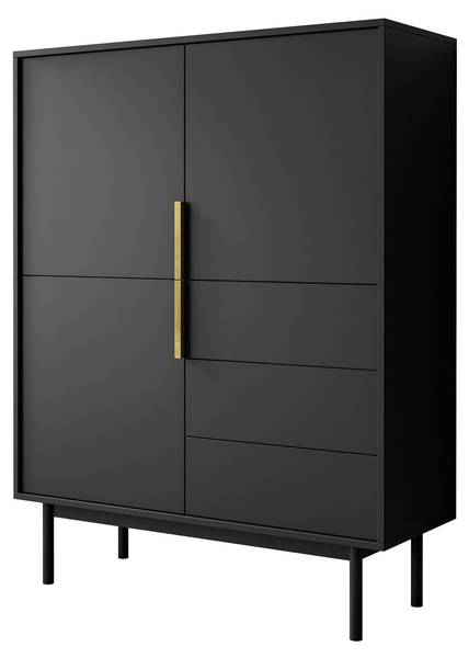 Dreiturige Kommode MIRACLE 3D3S Schwarz - Holzwerkstoff - 104 x 134 x 39 cm