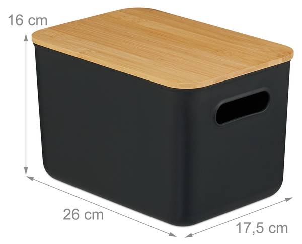 Aufbewahrungsbox mit Deckel 2er Set Schwarz - Hellbraun