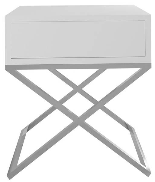 Nachttisch XARA Silber - Weiß - Holzwerkstoff - 45 x 50 x 35 cm