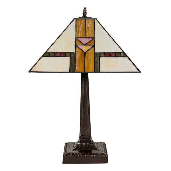 Tiffany Tischlampe Mission 7041 Weiß - Glas - 35 x 53 x 35 cm