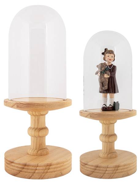 Glasglocke Sara DAY Braun - Holzwerkstoff - 14 x 34 x 14 cm