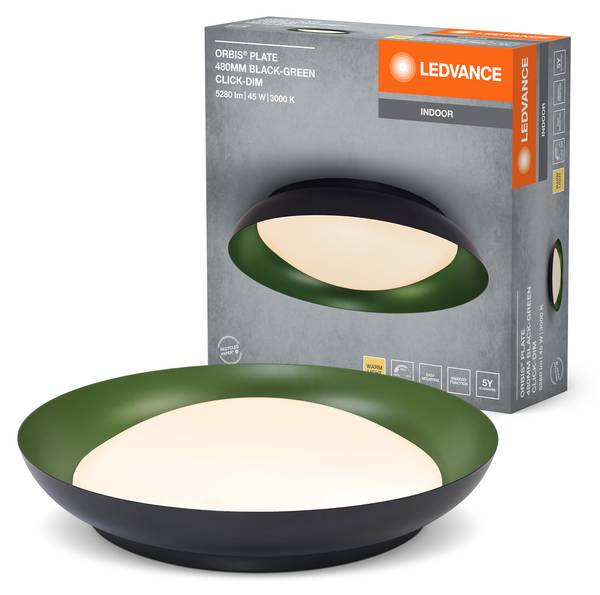 Led Deckenleuchte Orbis Plate Schwarz - Grün - Höhe: 11 cm