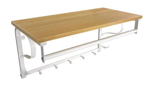 Wandgarderobe mit  Haken Bujumbura Weiß