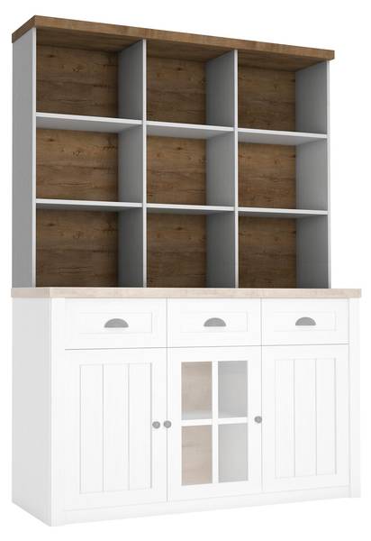 Aufsatz Prowansja 10 Braun - Weiß - Holzwerkstoff - 130 x 111 x 35 cm