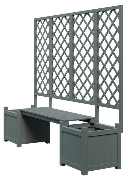 Spalier Emilia mit Blumenkasten Grau - Massivholz - 169 x 145 x 42 cm