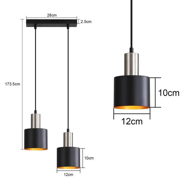Suspension Lanz Noir - Métal - 30 x 174 x 30 cm