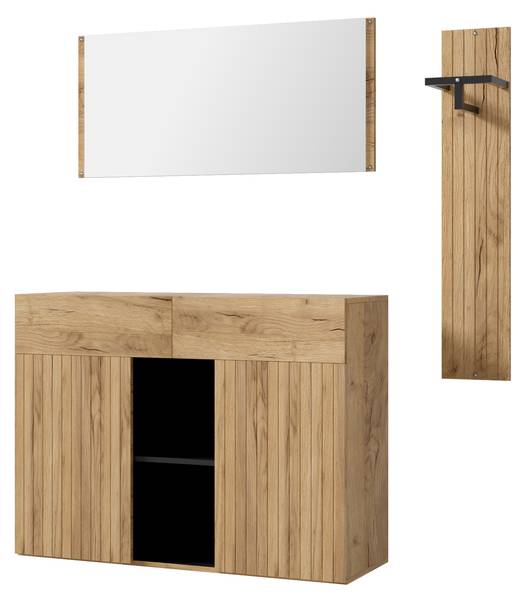 Garderobenset NATZOOM443(3er Set) Braun - Holzwerkstoff