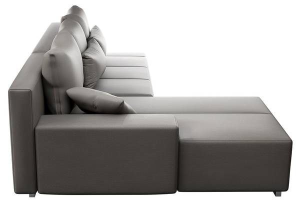 Sofa Davos LED mit Ottomane links Grau - Armlehne davorstehend links