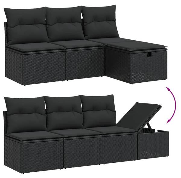 Salon de jardin 3036504-2 (lot de 8) Noir