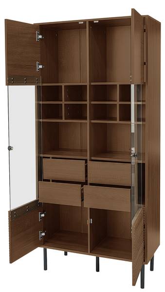 Hoher Badezimmerschrank CB04 Braun - Holzwerkstoff - 35 x 165 x 76 cm