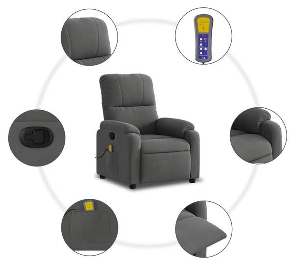 Fauteuil inclinable de massage 3032476 Gris foncé - Gris