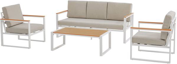 Gartensitzgruppe Rodiesa (3-teilig) Weiß - Textil - 323 x 75 x 144 cm
