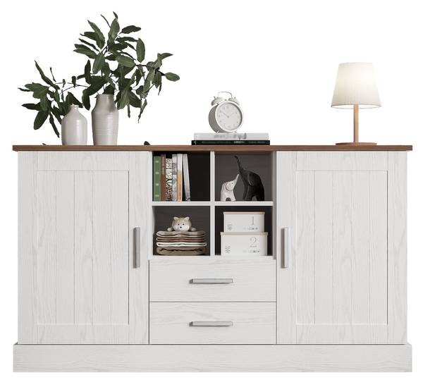 Sideboard-BB3042 Weiß - Holzwerkstoff - 140 x 80 x 40 cm
