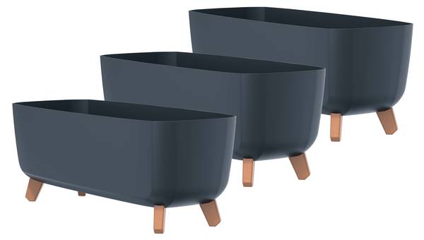 Blumentopf EDANTI 3-er set Grau - Kunststoff - 24 x 24 x 58 cm